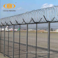 high security airport fence with razor wire